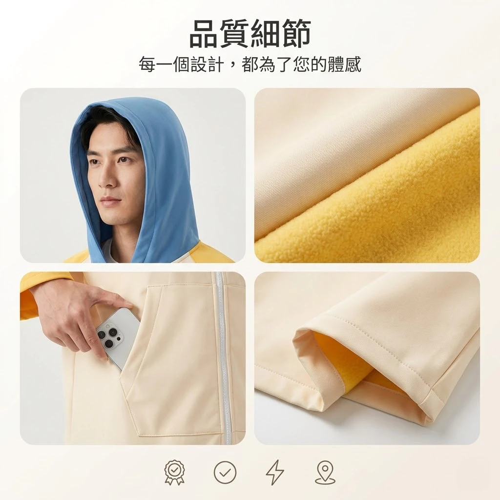拚色雙層防風毛巾衣（第 9 張）