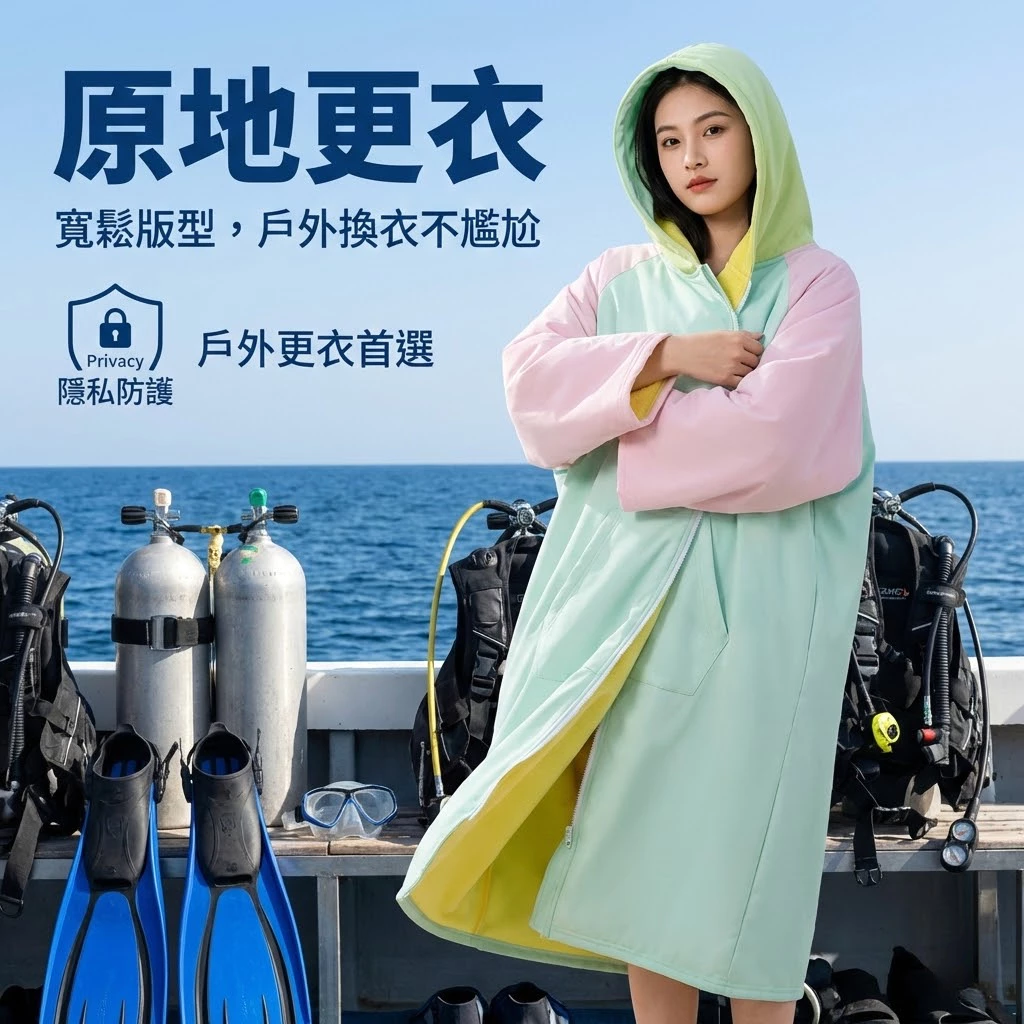 拚色雙層防風毛巾衣（第 4 張）